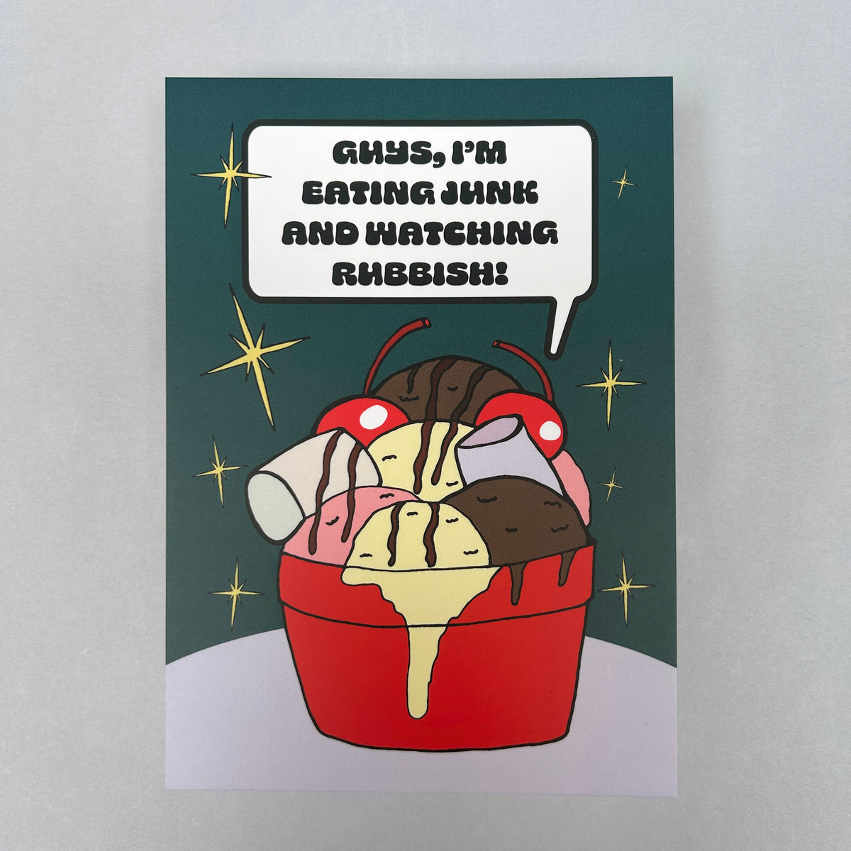 Eating Junk & Watching Rubbish A6 Notecard