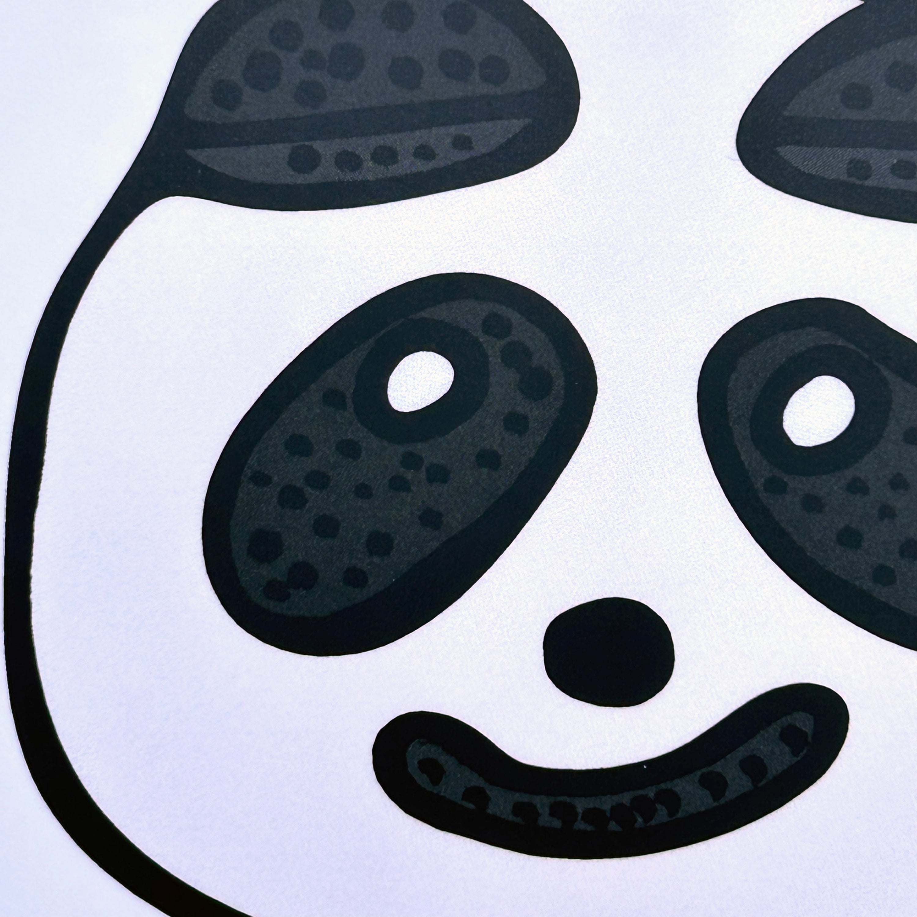 Close up detail of a colour illustration of a cute panda shaped bao.